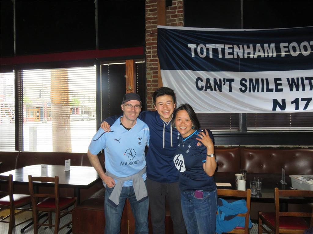 Frances Pang and family at the end of the season viewing. Spurs 5-4 Leicester.