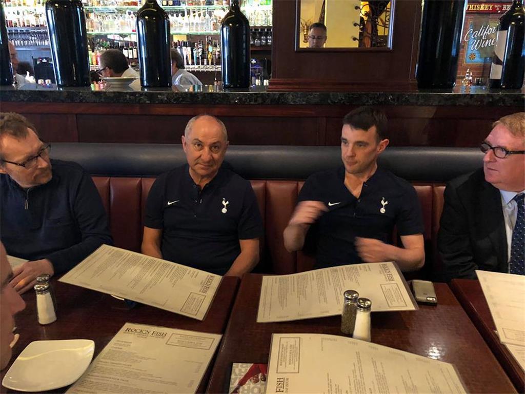 Lunch with a legend! L.A. Spurs met with THFC legend and World Cup Winner Osvaldo Ardiles, who was in town for ICC Tournament press conference. On his right were Aidan, THFC Club Ambassador and Brian Moore, current LA Spurs Chairman. L.A. Live 04/18/2018.